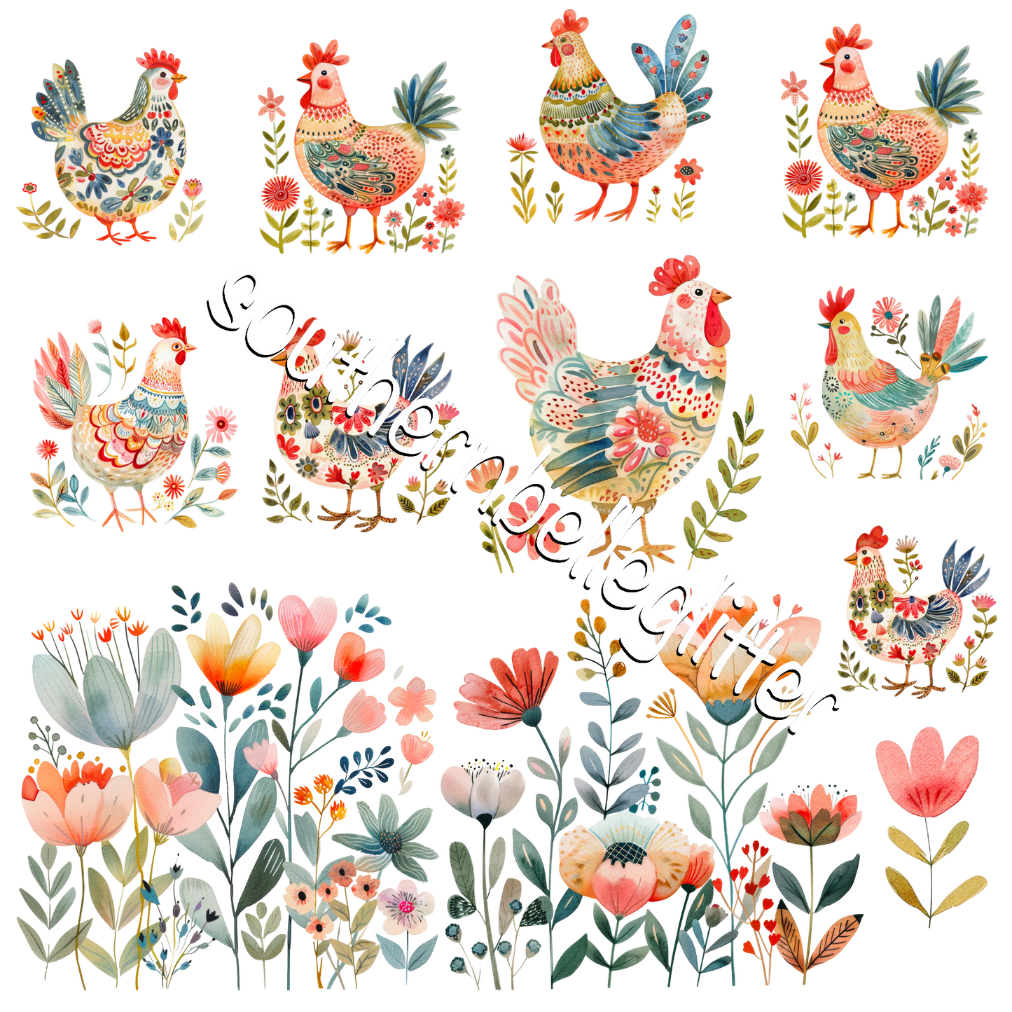 BBB Floral Hens