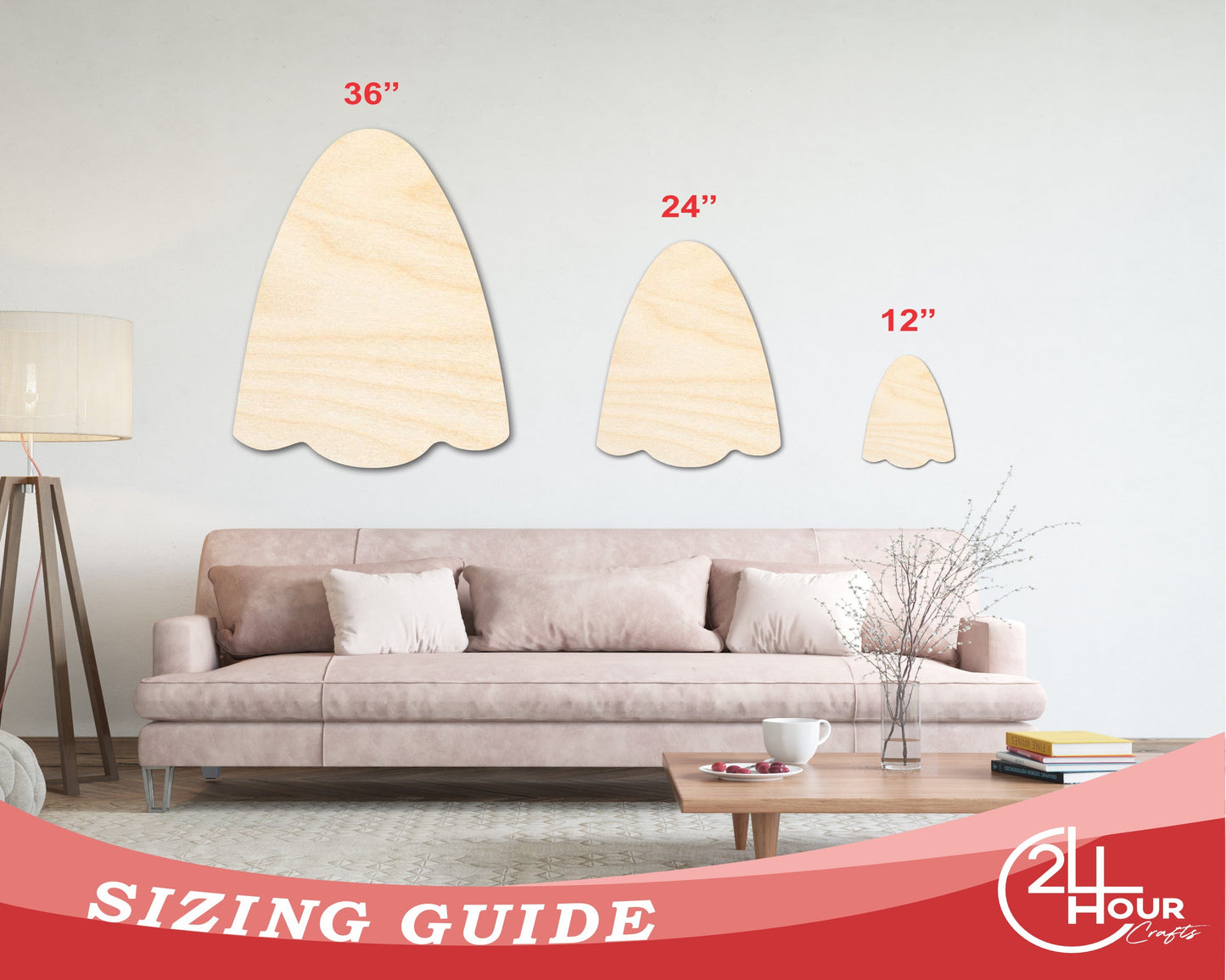 Unfinished Wood Sheet Ghost Shape | Craft Cutout | up to 46" DIY