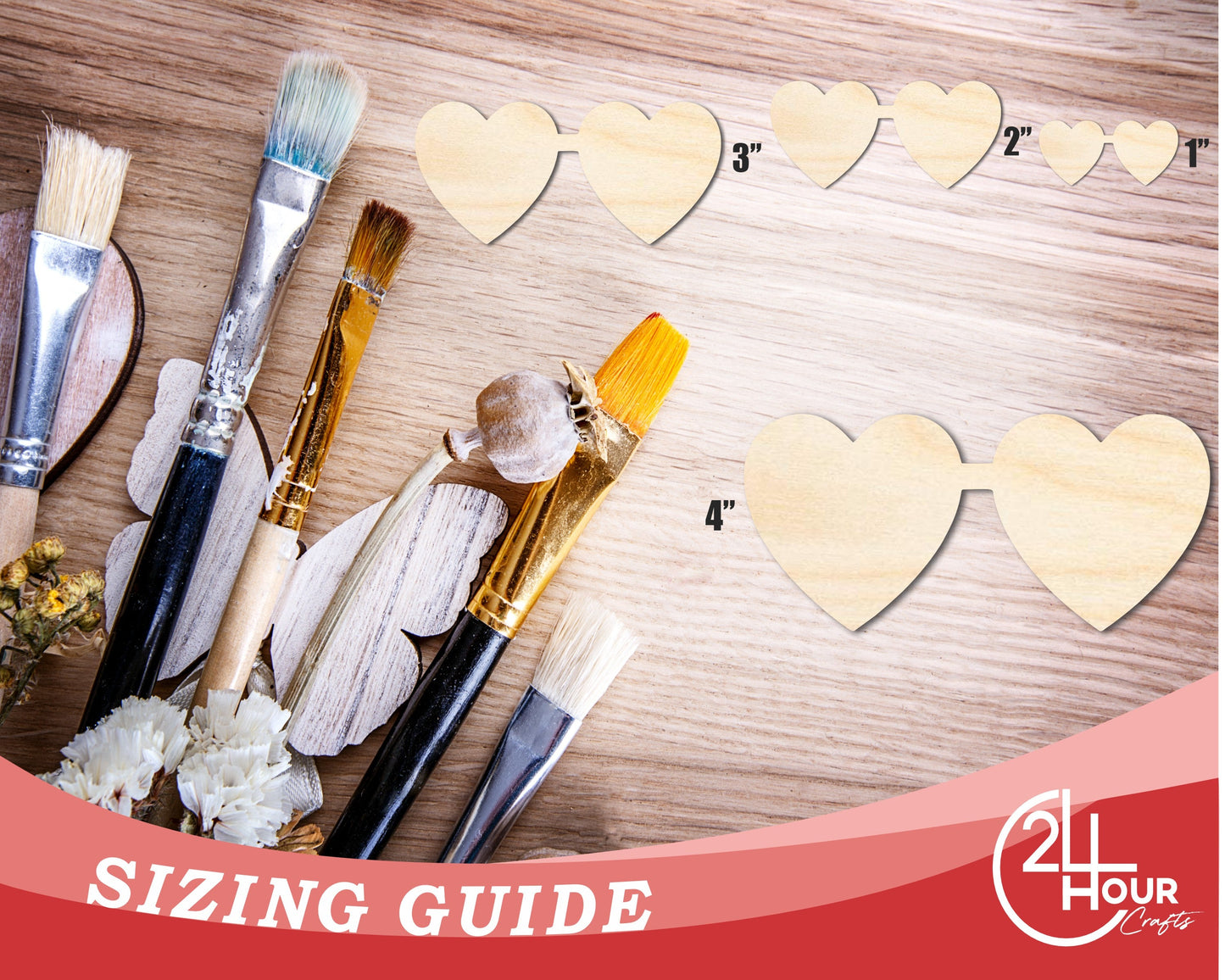 Unfinished Wood Heart Glasses Shape | DIY Craft Cutout | up to 46" DIY