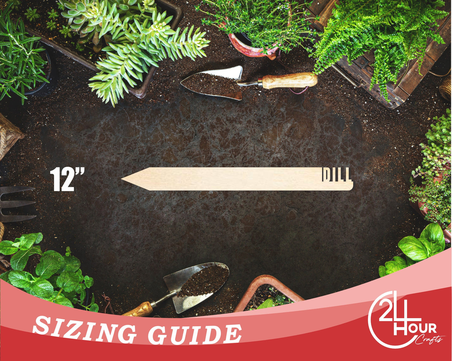 Unfinished Wood Dill Garden Stake | DIY Craft Cutout | up to 24" DIY