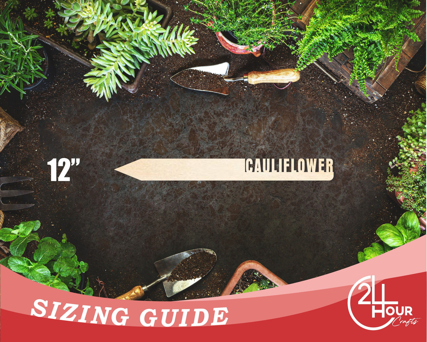 Unfinished Wood Cauliflower Garden Stake | DIY Craft Cutout | up to 24" DIY