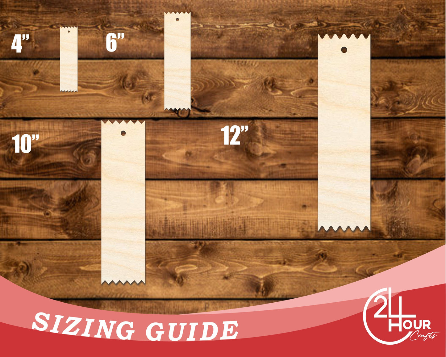 Unfinished Wood Pointed Edge Bookmark Shape | DIY Craft Cutout | up to 12" DIY