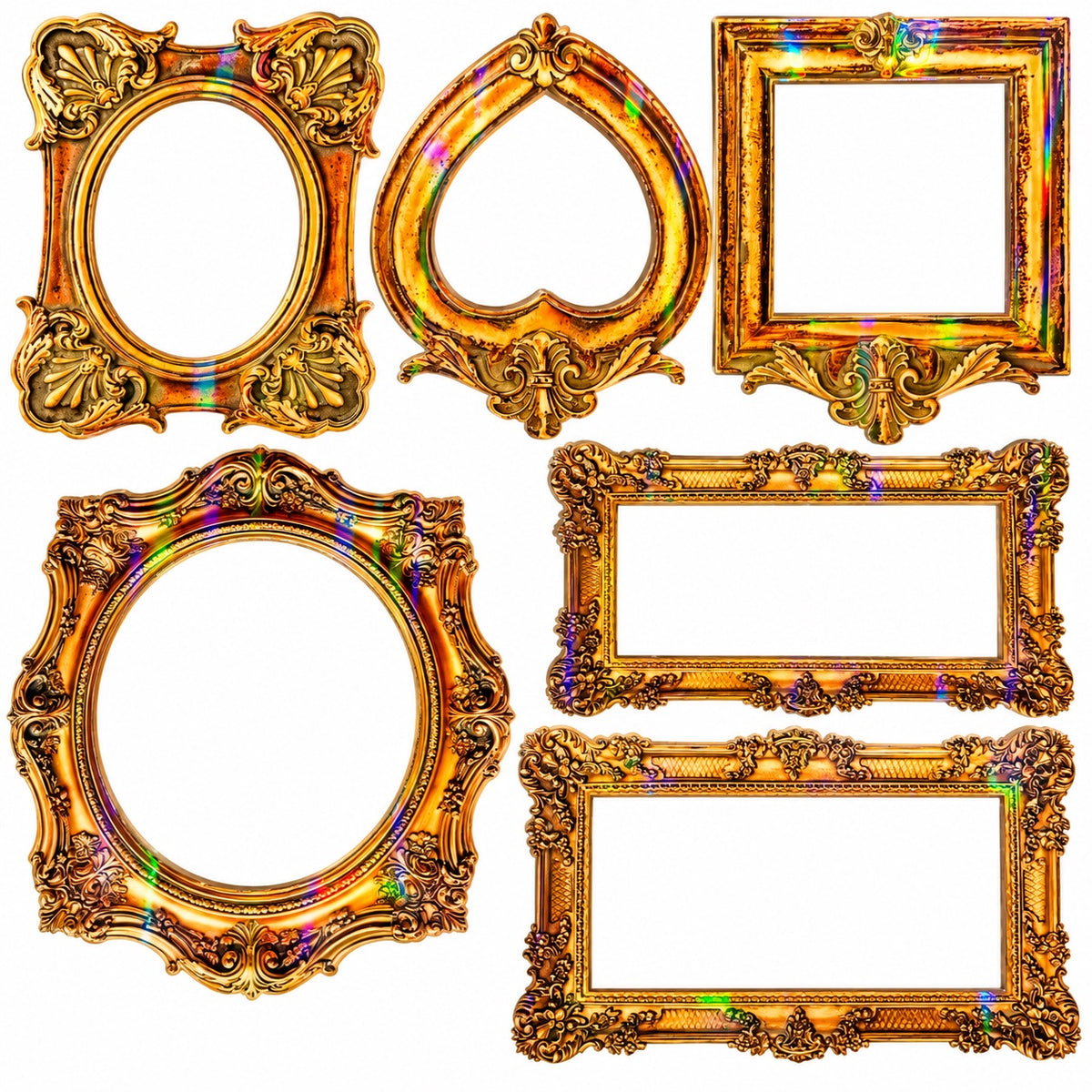 Gold Holographic Ornate Frames