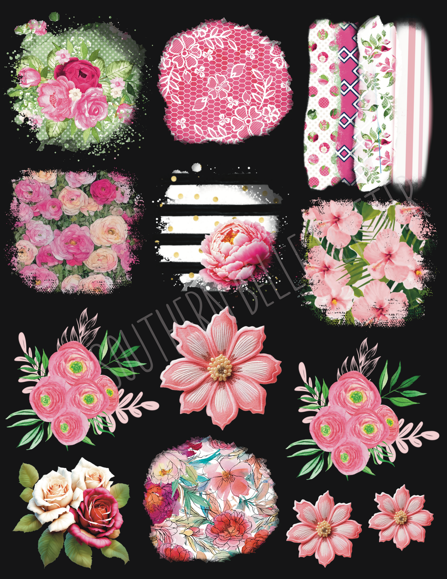 Pink floral and splashes