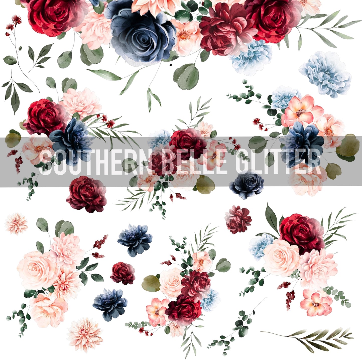 Red/Blue/Blush Florals