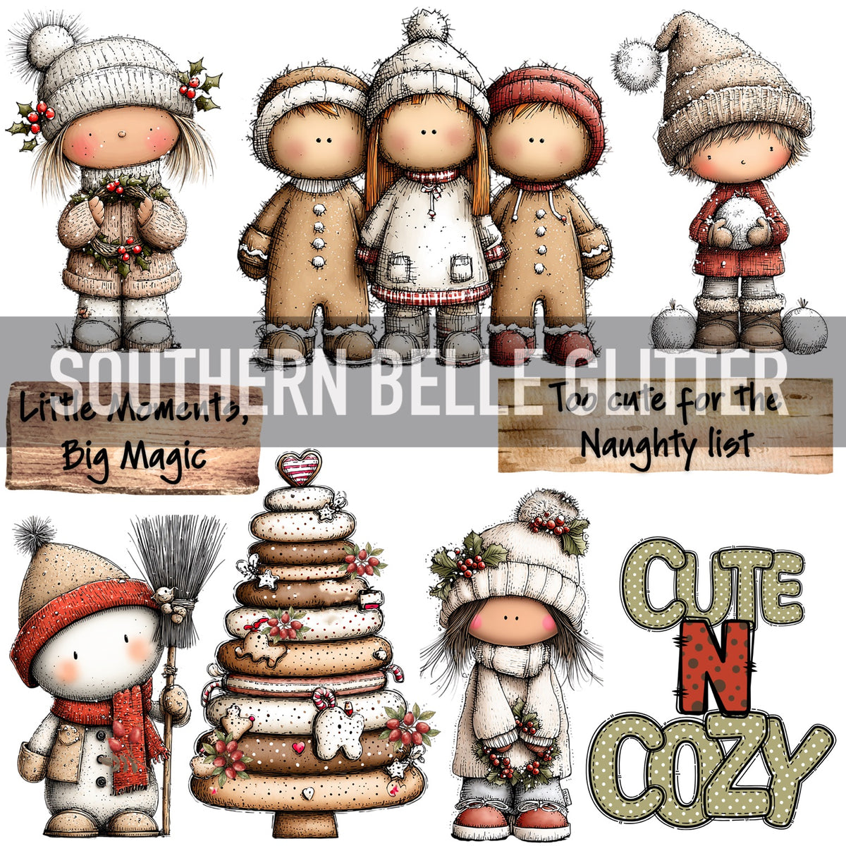 Cute & Cozy Christmas 10x10 UVDTF