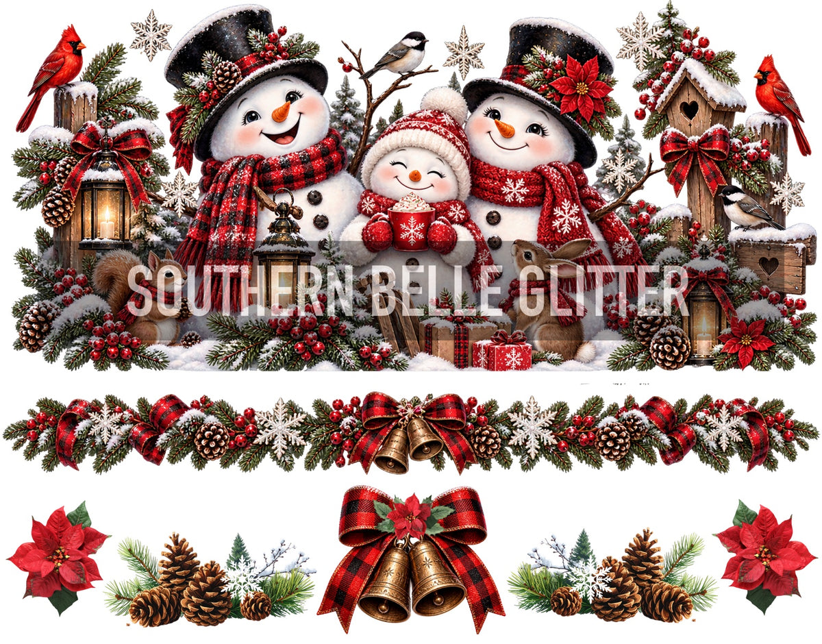 Plaid Snowman Christmas 40oz UVDTF wrap set