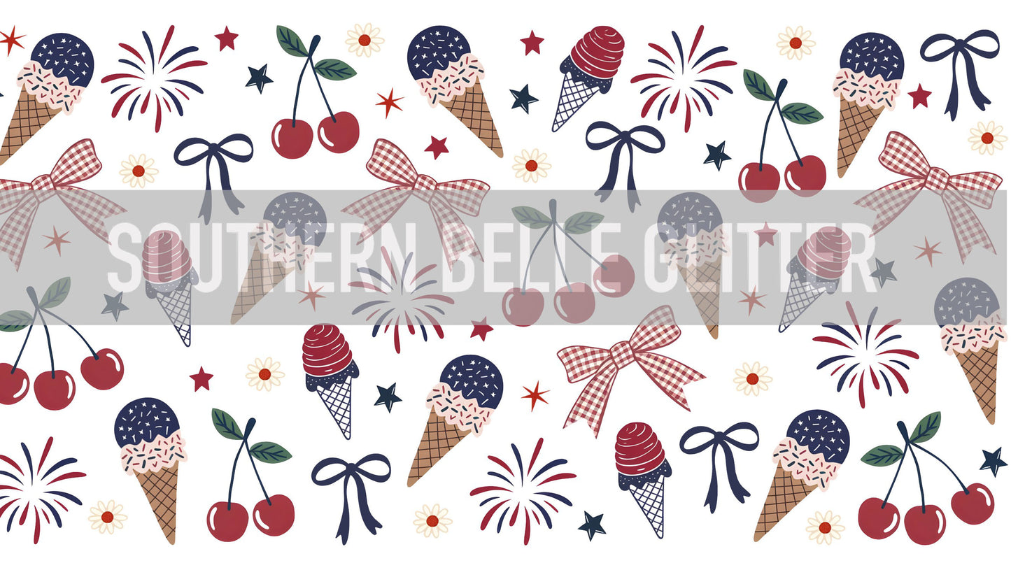 16oz Red, White and Bow