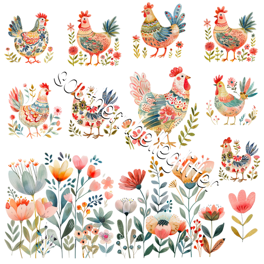 BBB Floral Hens