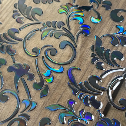 Laser Black Tooled Leather