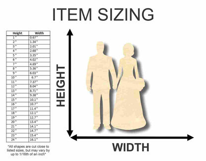Unfinished Wood Bride Groom Shape - Wedding - Craft- up to 46" DIY