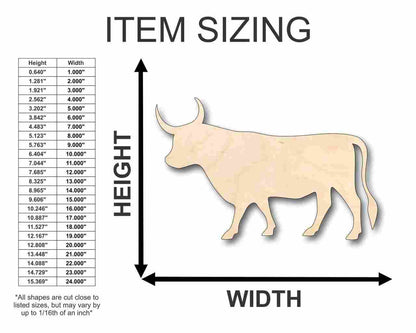 Unfinished Wood Bull Shape - Animal - Craft - up to 46" DIY