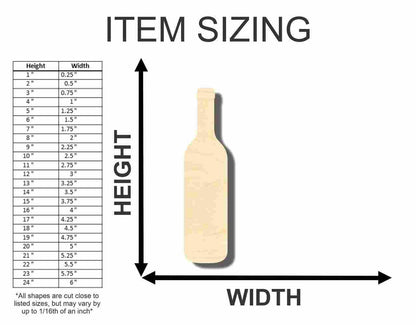 Unfinished Wood Wine Bottle Shape - Craft - up to 46" DIY