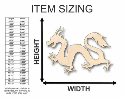 Unfinished Wood Chinese Dragon Shape - Craft - up to 46" DIY