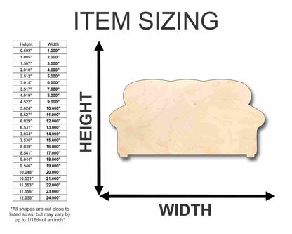 Unfinished Wood Couch Shape - Home - Craft - up to 46" DIY