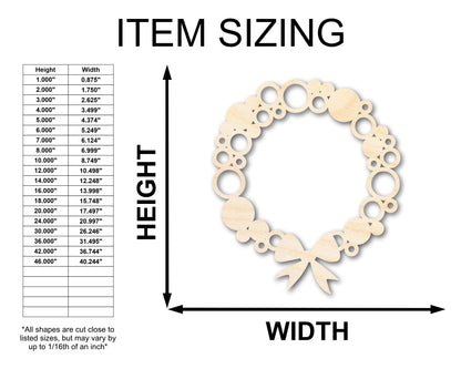 Unfinished Wood Bulb Wreath Shape - Craft - up to 46"
