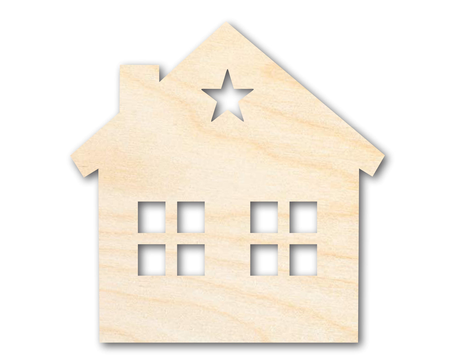 Unfinished Wood House Silhouette Shape - Craft - up to 46"