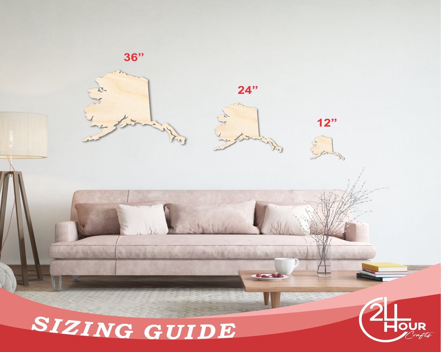 Unfinished Wood Alaska Shape - State - Craft - up to 46" DIY