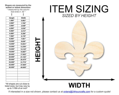 Unfinished Wood Fleur di Lis Shape | Saint's Football | France | DIY Craft Cutout | up to 46"