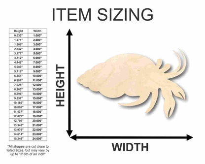 Unfinished Wood Hermit Crab Shape - Ocean - Beach - Nursery - Craft - up to 46" DIY