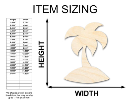 Unfinished Wood Island Palm Tree Shape - Craft - up to 46" DIY