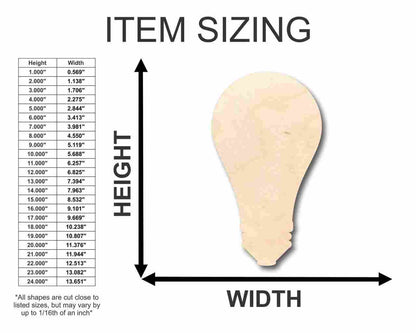 Unfinished Wood Light Bulb Shape - Idea - Craft - up to 46" DIY