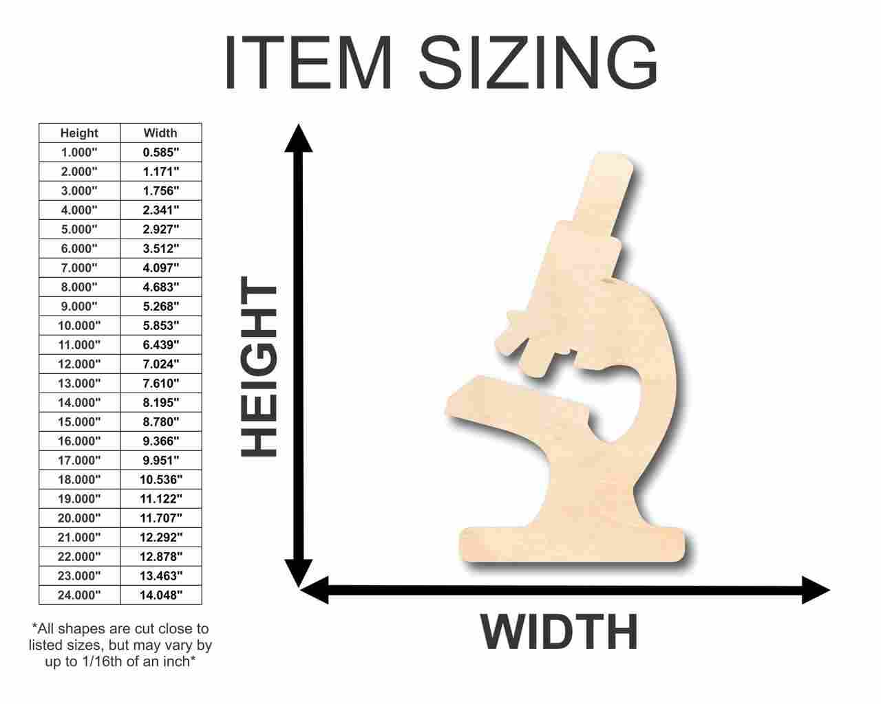 Unfinished Wood Microscope Shape - Science - Craft - up to 46" DIY