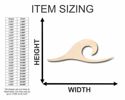 Unfinished Wood Wave Shape - Ocean - Beach - Nursery - Craft - up to 46" DIY