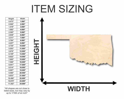 Unfinished Wood Oklahoma Shape - State - Craft - up to 46" DIY