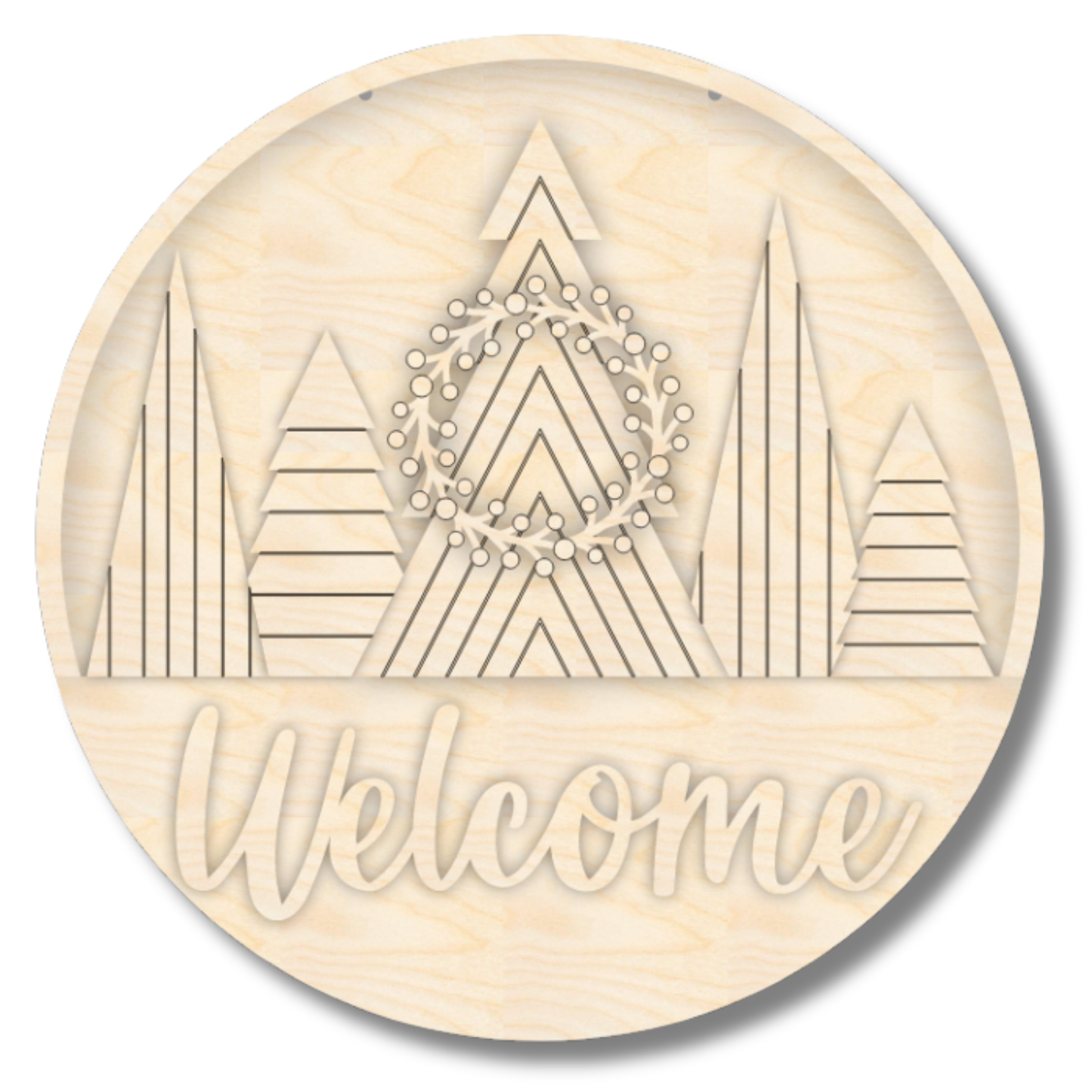 Unfinished Welcome Etched Tree Door Sign Kit | Wood Craft Cutouts | 1/4" Thick |