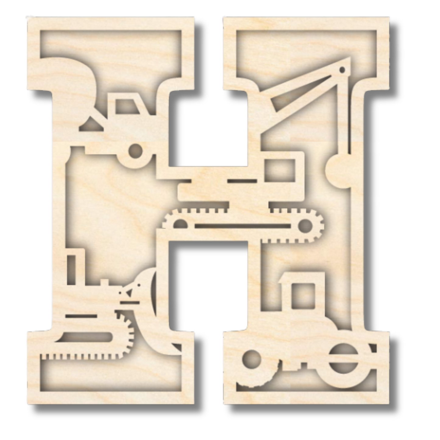 Unfinished Wood Layered Themed Letters | Construction | A-Z | 2 Piece | up to 24"