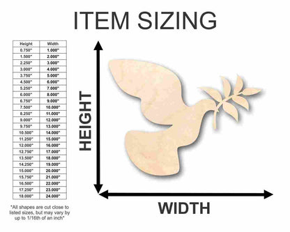 Unfinished Wood Peace Dove Shape - Bird - Wildlife - Craft - up to 46" DIY