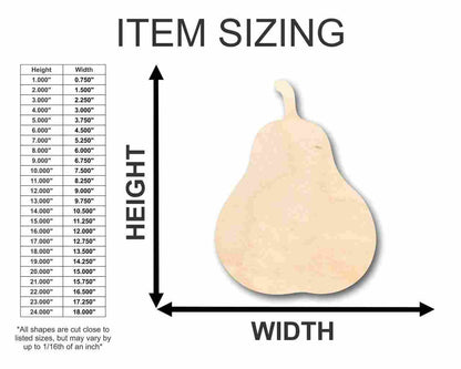 Unfinished Wood Pear Shape - Fruit - Craft - up to 46" DIY