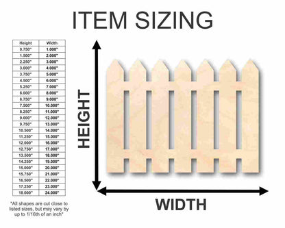 Unfinished Wood Picket Fence Shape - Craft - up to 46" DIY