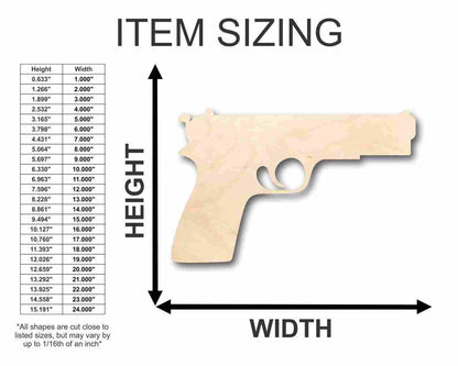 Unfinished Wood Pistol Shape - Gun - Police - Military - Craft - up to 46" DIY
