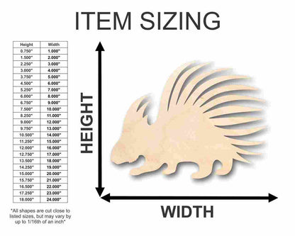 Unfinished Wood Porcupine Shape - Animal - Wildlife - Craft - up to 46" DIY