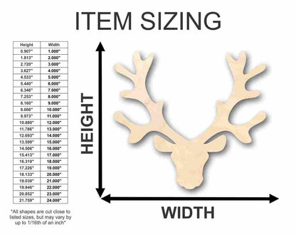 Unfinished Wood Reindeer Head Antlers Shape - Animal - Wildlife - Craft - up to 46" DIY