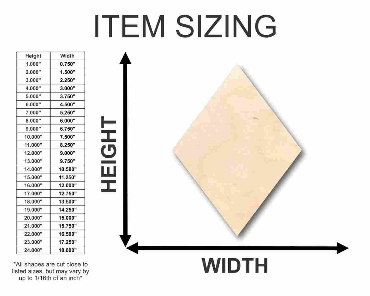Unfinished Wood Rhombus Shape - Craft - up to 46" DIY