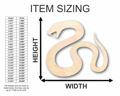 Unfinished Wood Serpent Snake Shape - Animal - Wildlife - Craft - up to 46" DIY