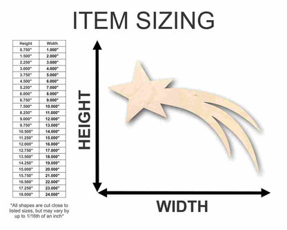 Unfinished Wood Comet Shooting Star Shape - Space - Nursery - Craft - up to 46" DIY
