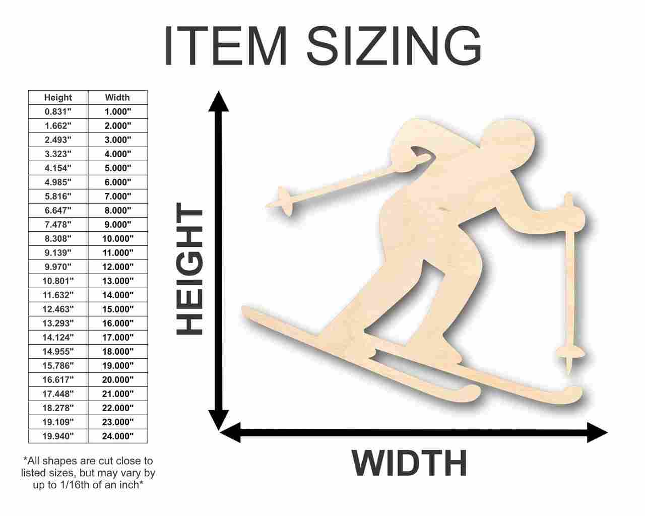 Unfinished Wood Skier Shape - Winter Olympics - Craft - up to 46" DIY