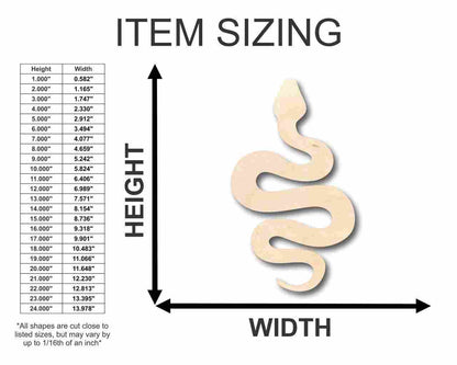 Unfinished Wood Snake Shape - Animal - Wildlife - Craft - up to 46" DIY
