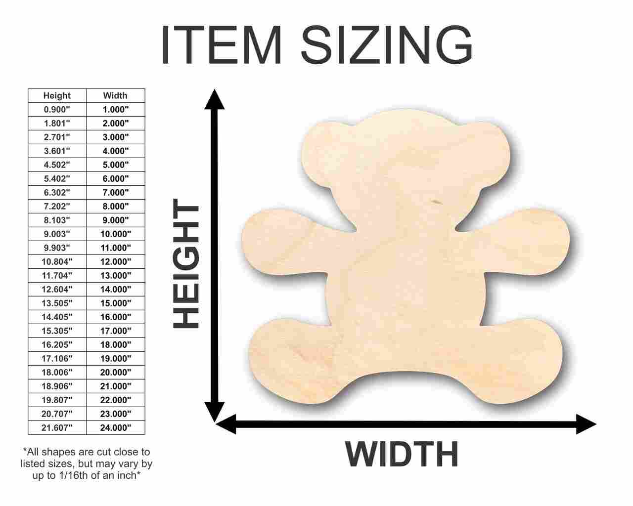 Unfinished Wood Teddy Bear Shape - Craft - up to 46" DIY