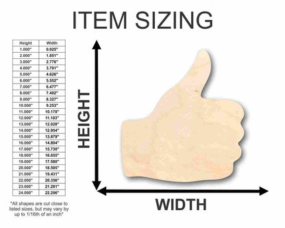 Unfinished Wood Thumbs Up Shape - Craft - up to 46" DIY