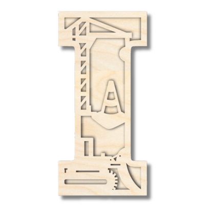 Unfinished Wood Layered Themed Letters | Construction | A-Z | 2 Piece | up to 24"