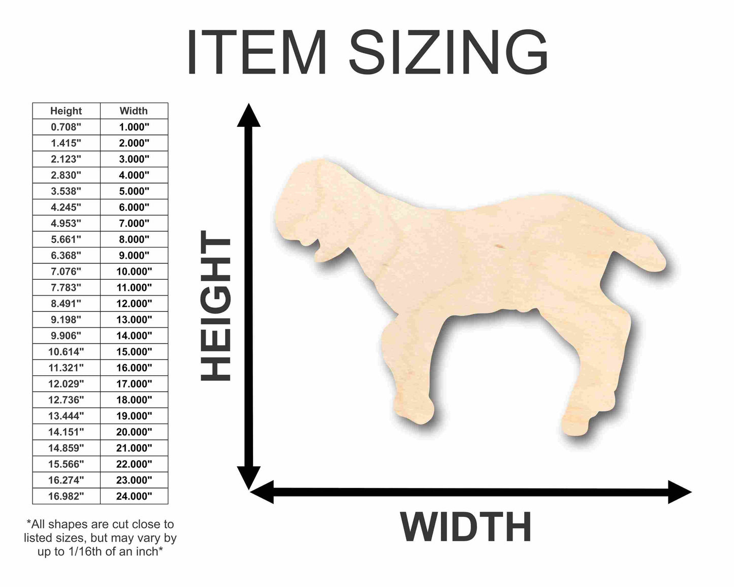 Unfinished Wood Goat Silhouette - Craft- up to 46" DIY