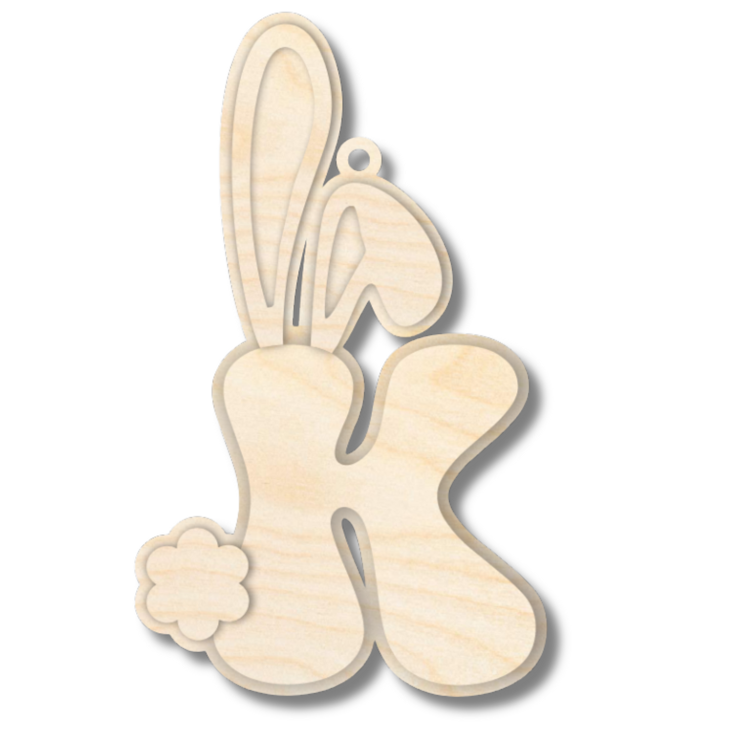 Unfinished Wood Layered Letter Bunny Tags| A-Z | 4 Piece | 6" Tall | 1/8" Wood | Wood Craft DIY