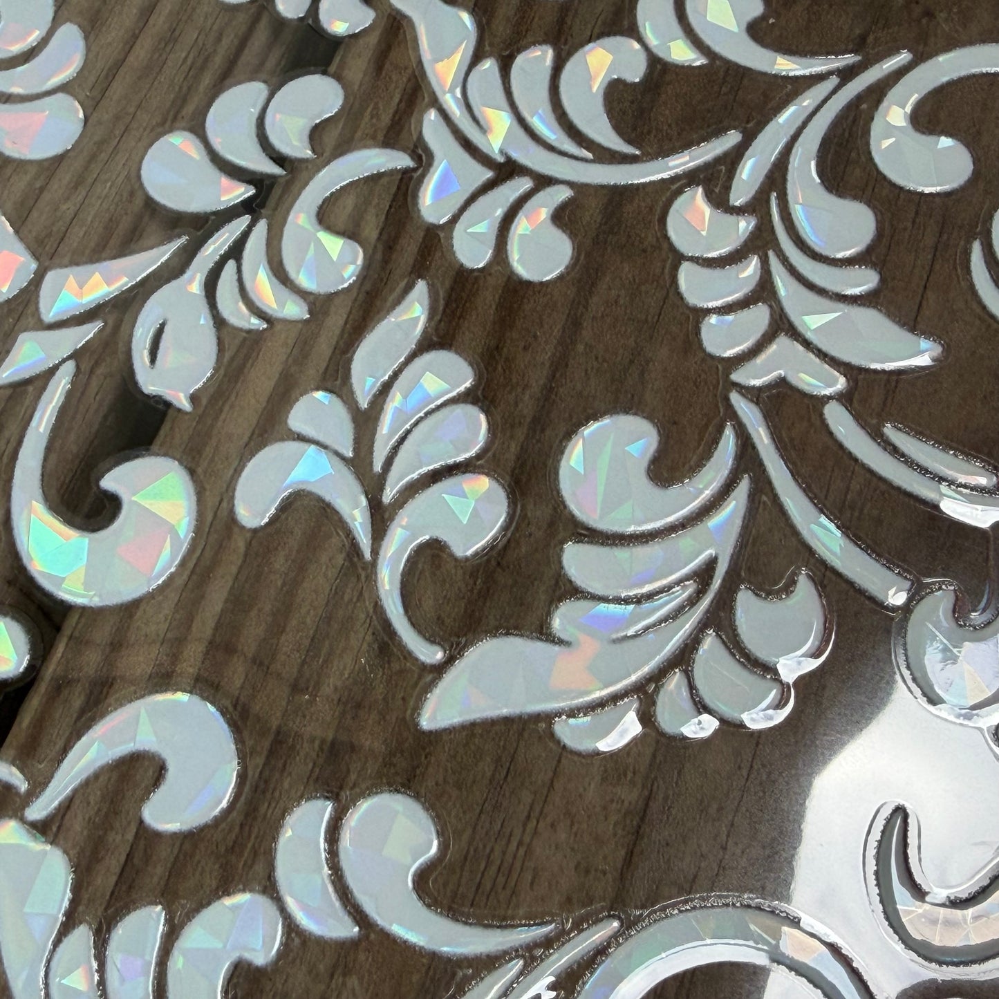 Holographic White Tooled Leather
