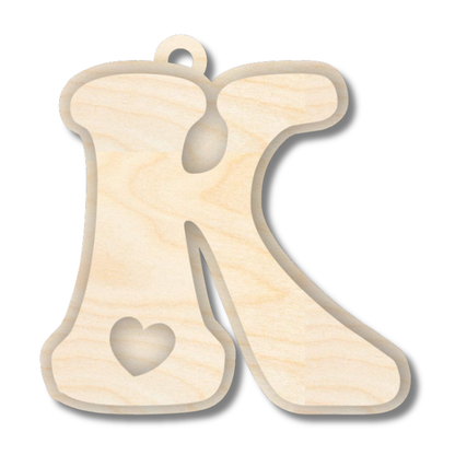 Unfinished Wood Layered Letter Valentines Tags | A-Z | 2 Piece | 6" Tall | 1/8" Wood | Wood Craft DIY