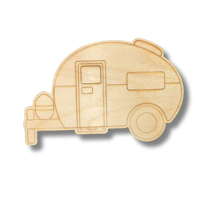 Unfinished Wood Etched Camper Shape | Paint By Line Crafts | up to 30" DIY
